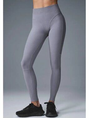 Alo Alosoft High Waist Head Start Leggings Fog Hi-Rise Waisted Ribbed Tights XS